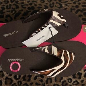 Speedo Women's Animal Print Sandals - Brown and Black new